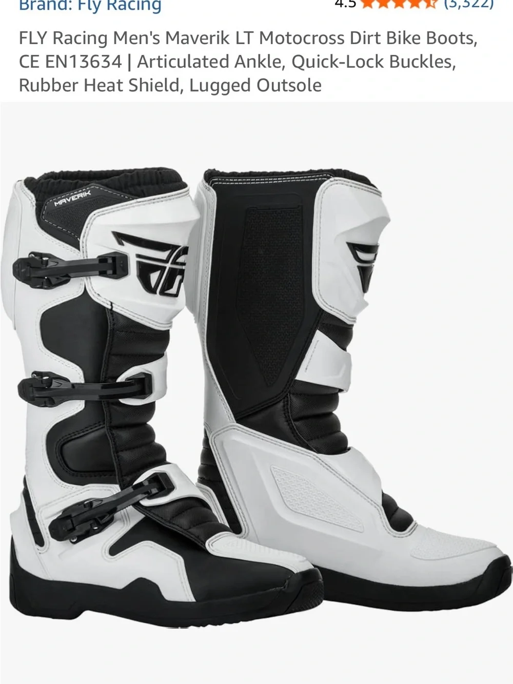 Fly Racing Men's Maverik LT Motocross Boots - White/Black